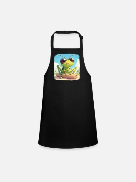 Grillen Grille - Schürze für Kinder - Schwarz - Vorne