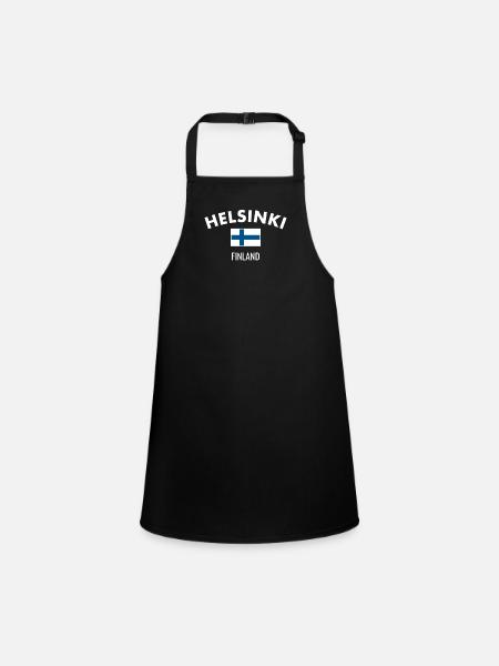 Helsinki Finland Finland Finnish Flag Finn - Children's Apron - black - Front
