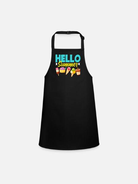 Hallo Sommer Eiscreme Liebhaber Design - Schürze für Kinder - Schwarz - Vorne