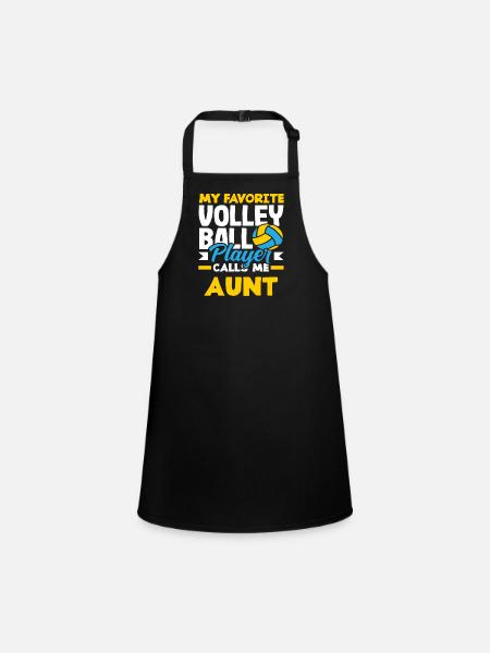 My favorite volleyball player calls aunt - Children's Apron - black - Front