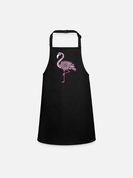 Mandala Flamingo Flamingo Wasservogel Flamingo - Schürze für Kinder - Schwarz - Vorne