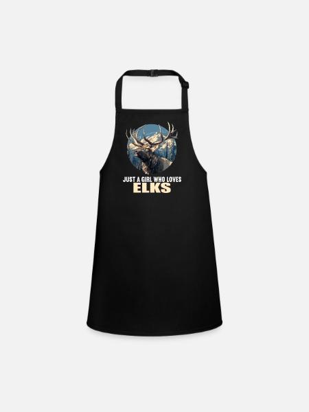 Elche Elch - Schürze für Kinder - Schwarz - Vorne