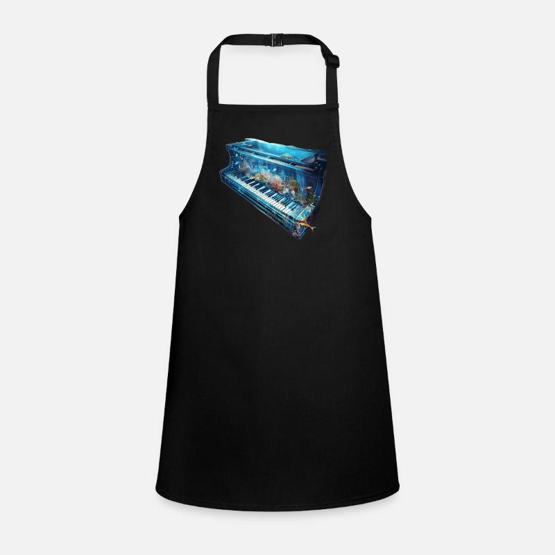 Fish Piano - Children's Apron - black