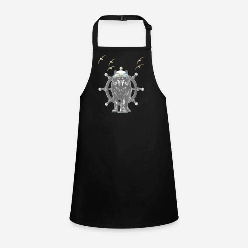 maritime, helmsman, steering wheel, dog, wolf, mystical Children's Apron