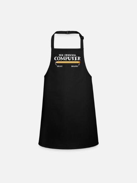 The Original Computer: Humorous Design for - Children's Apron - black - Front