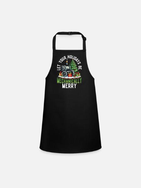 Mechanically Merry Steampunk Weihnachten - Schürze für Kinder - Schwarz - Vorne