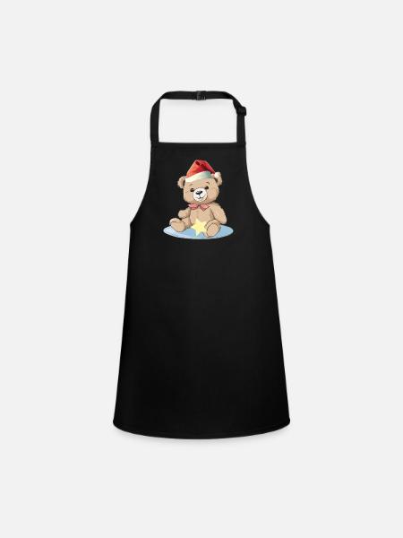 Teddy Teddybär Teddybären Stofftier Kind Kinder - Schürze für Kinder - Schwarz - Vorne