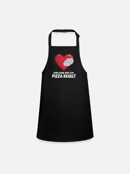 Liebe tut weh Trennung Valentinstag Pizza regelt - Schürze für Kinder - Schwarz - Vorne