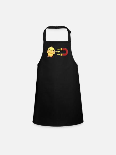 Cute chick with magnet: chick attraction - Children's Apron - black - Front