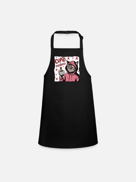 Single Valentine's Day Love Cupid Funny Saying - Children's Apron - black - Front