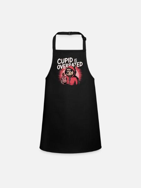 Single Valentine's Day Love Cupid Funny Saying - Children's Apron - black - Front