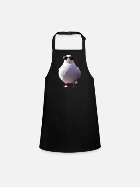 Pigeon Blanc Pigeon de ville Pigeon ramier Colombes blanches - Tablier Enfant - noir - Devant
