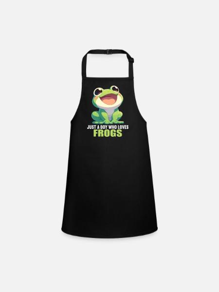 Frosch Frösche - Schürze für Kinder - Schwarz - Vorne