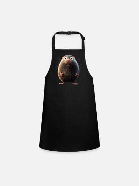 Mole with Sunglasses Love Cute Moles - Children's Apron - black - Front