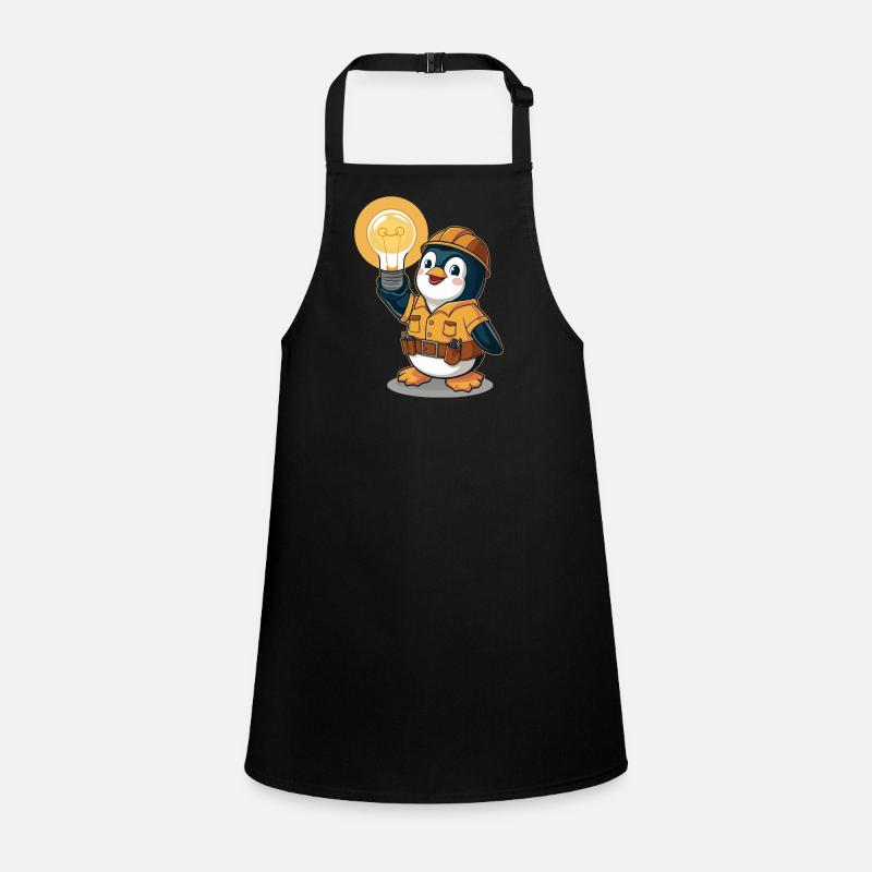 Penguin Electrician With Light Bulb Children's Apron