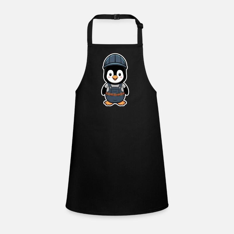 Pingouin avec casque d’ouvrier du bâtiment et salopette Tablier Enfant