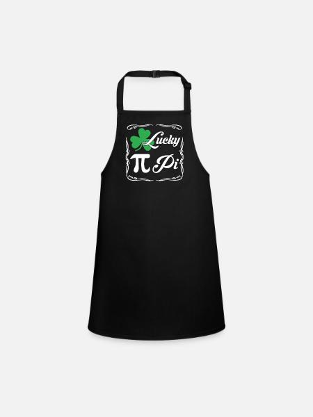 Pi Day Lucky Pi Clover - Children's Apron - black - Front