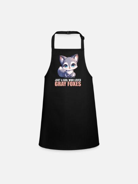 Renards gris Renard gris - Tablier Enfant - noir - Devant