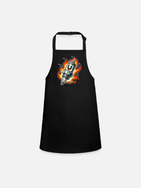 Bougie d’allumage joyeuse en feu - Tablier Enfant - noir - Devant