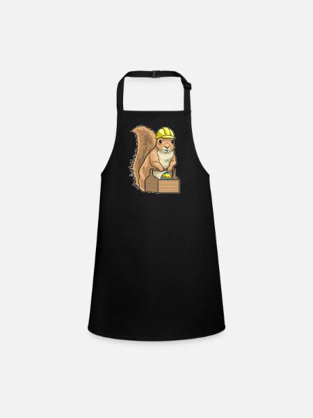 Squirrel Easter Artisan - Children's Apron - black - Front