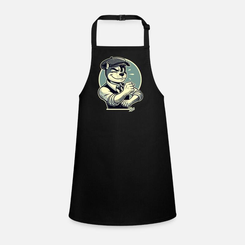 Retro Dapper Cartoon Dog in 1920s Style Children's Apron