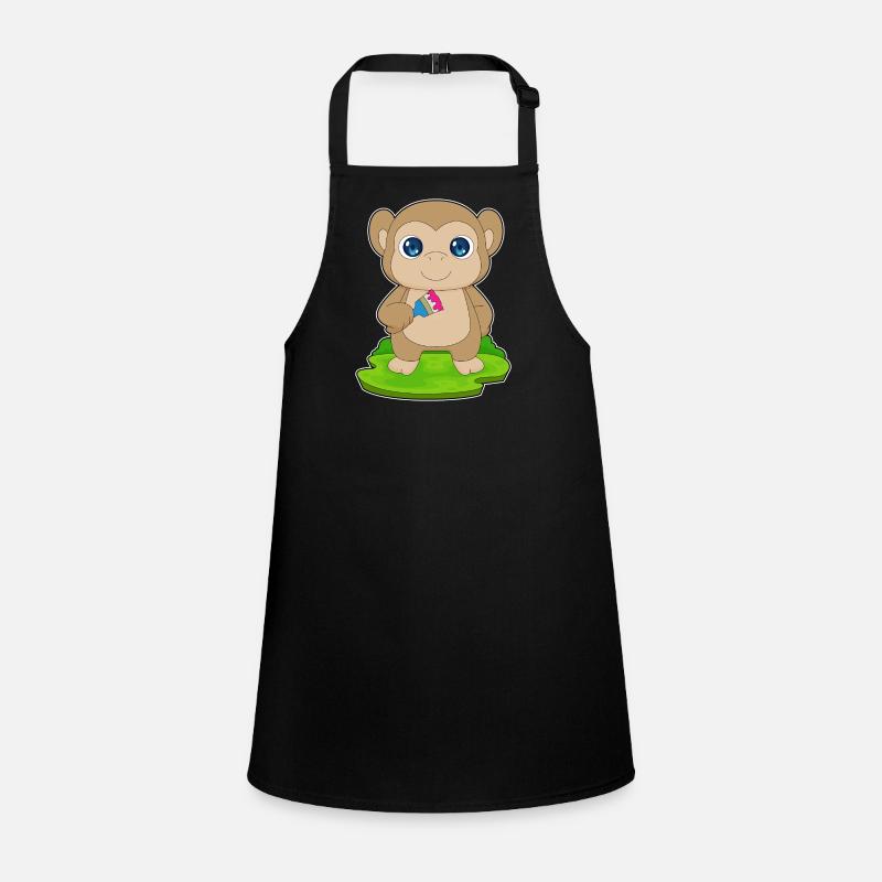 Singe Peintre Pinceau Peinture Tablier Enfant