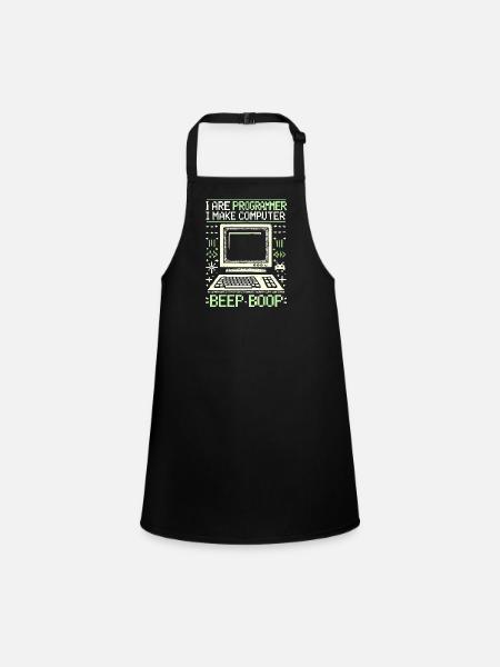 Ich bin Programmierer Ich mache Computer Piep Boop - Schürze für Kinder - Schwarz - Vorne