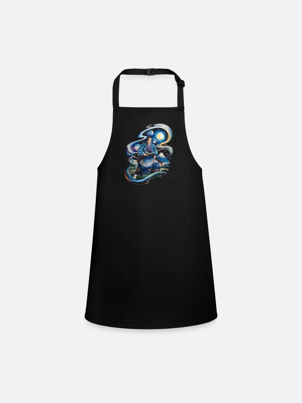 Samurai Ronin mount fuji japanese - Children's Apron - black - Front