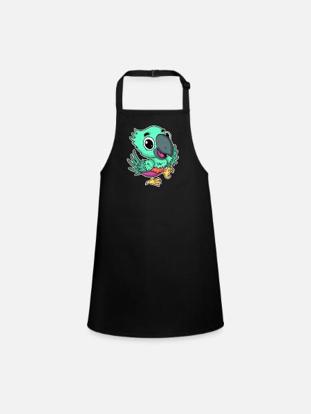 Perroquet mignon mignon - Tablier Enfant - noir - Devant