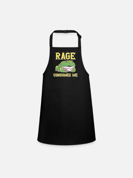 Anger Consumes Me Frog Humor Cartoon - Children's Apron - black - Front