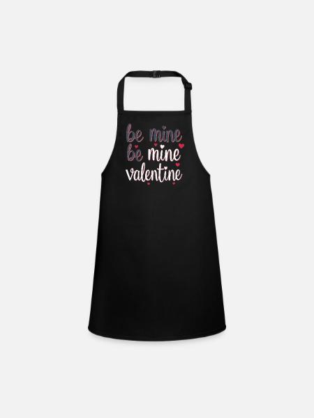 Be Mine Valentinstag Romantisches Outfit mit Herz - Schürze für Kinder - Schwarz - Vorne