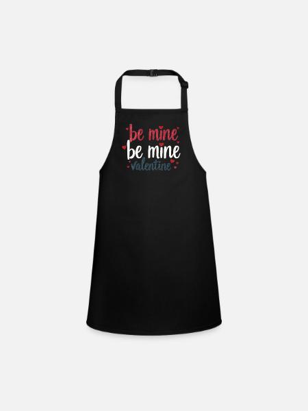 Be Mine Valentinstag Romantisches Outfit mit Herz - Schürze für Kinder - Schwarz - Vorne