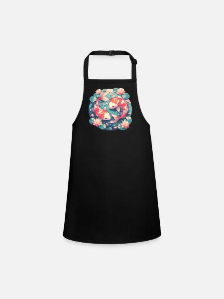 Koi Koi Carp - Children's Apron - black - Front