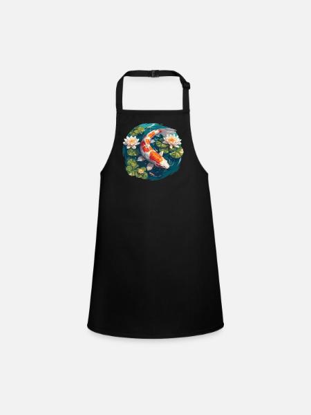 Koi Koi Carp - Children's Apron - black - Front