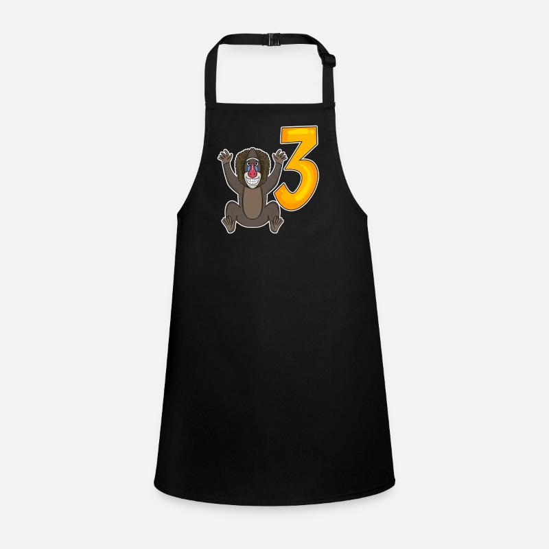 Three 3 - Number 3 - Number 3 Birthday Monkey Children's Apron