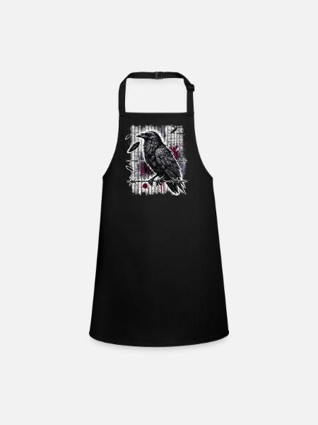 Corbeau sur fil de fer barbelé - Gothic Dark Art - Tablier Enfant - noir - Devant