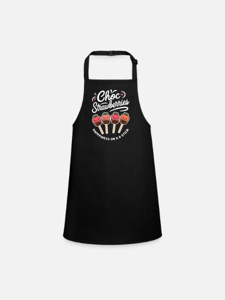 Choco Strawberries - Happiness On A Stick - Children's Apron - black - Front