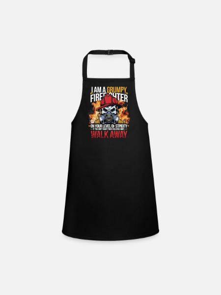 GRUMPY FIREFIGHTHER - Children's Apron - black - Front
