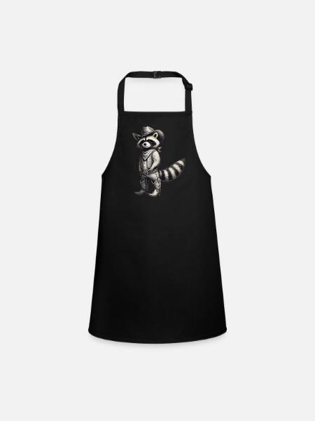 Cowboy raton laveur Vintage Art western - Tablier Enfant - noir - Devant