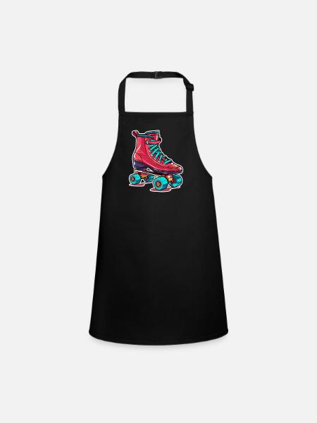 Roller Skates Graphic - Children's Apron - black - Front
