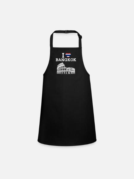 I Love Bangkok Cool Tourism Thailand Lover Flag - Children's Apron - black - Front
