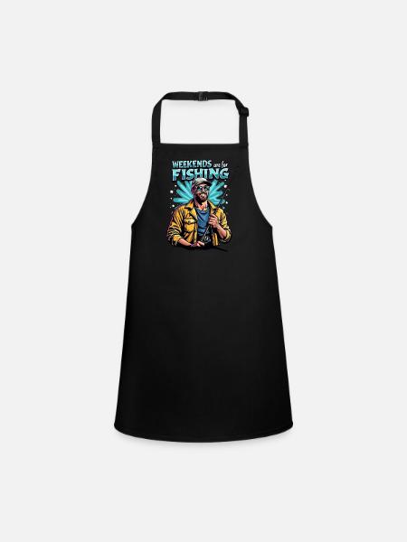 Weekends are for Fishing Fischen Angeln - Children's Apron - black - Front