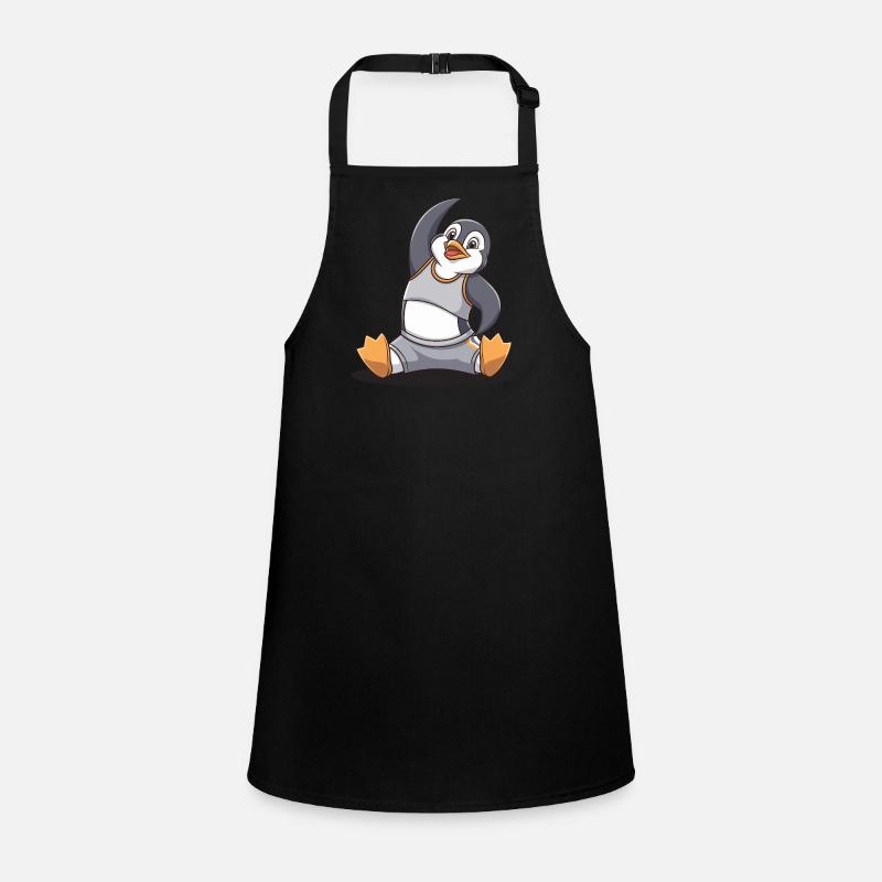Fitness adventure with a funny penguin Children's Apron