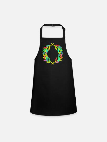 Rainbow Laurel Wreath Laurel - Children's Apron - black - Front