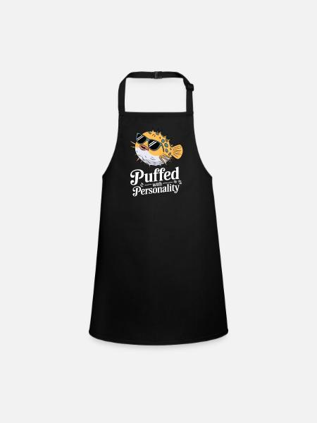 Puffer fish marine life enthusiast Quirky - Children's Apron - black - Front
