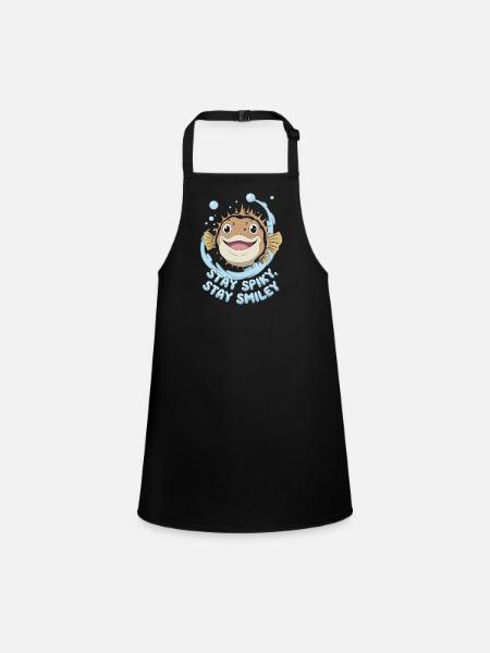 Puffer fish marine life enthusiast Quirky - Children's Apron - black - Front
