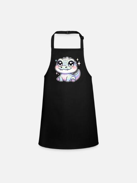 Super Cute Kawaii Baby Crocodile - Schürze für Kinder - Schwarz - Vorne