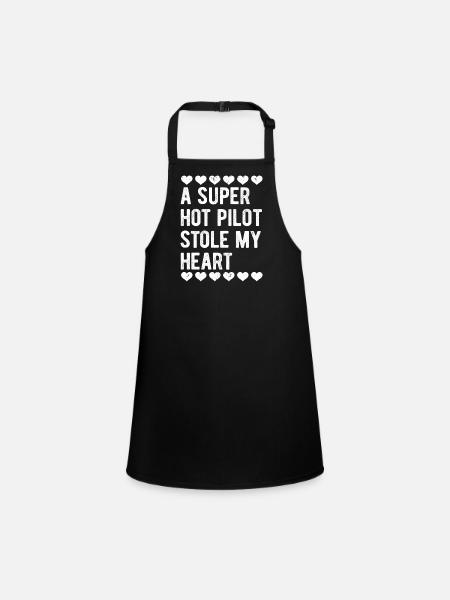 Retro Vintage Pilot Valentines Day Gift - Children's Apron - black - Front