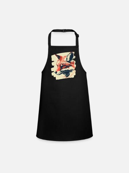 Fox - Children's Apron - black - Front