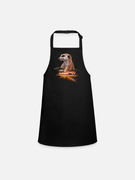 Suricate et savane Art de la faune africaine - Tablier Enfant - noir - Devant